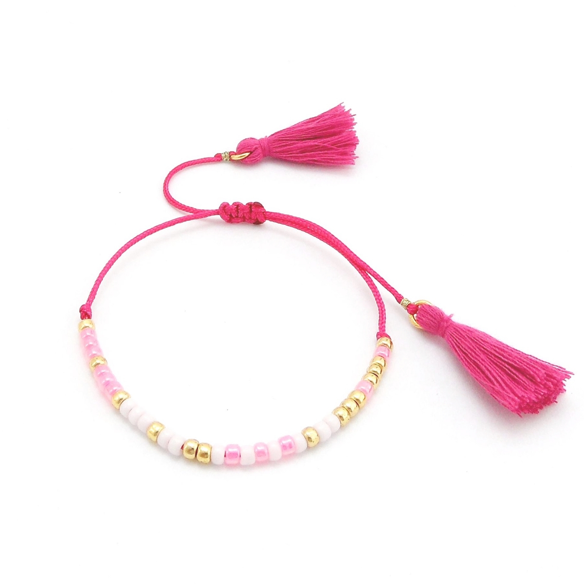 Bransoletka z chwostami różowa minimalistyczne bransoletki na sznureczku