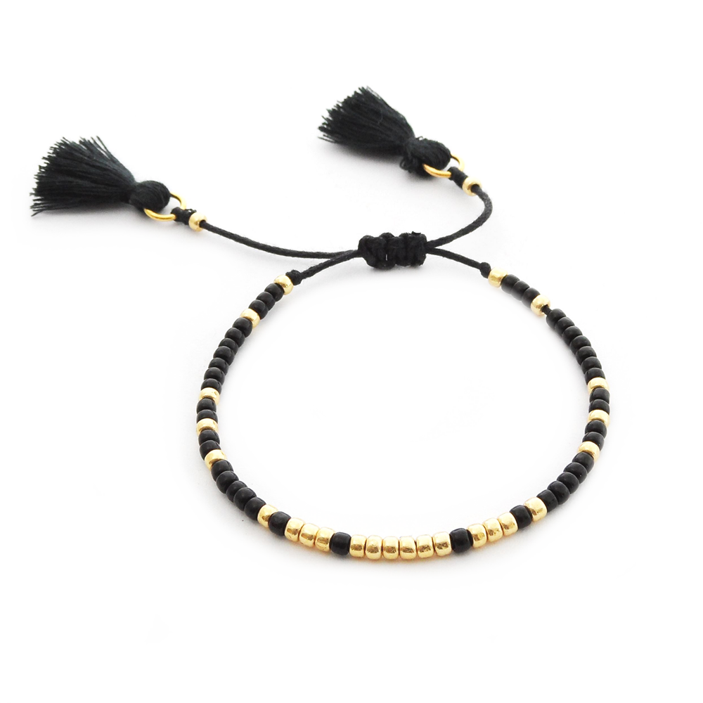 Bransoletka z chwostami czarna bransoletki na sznurku minimalistyczna bransoletka boho